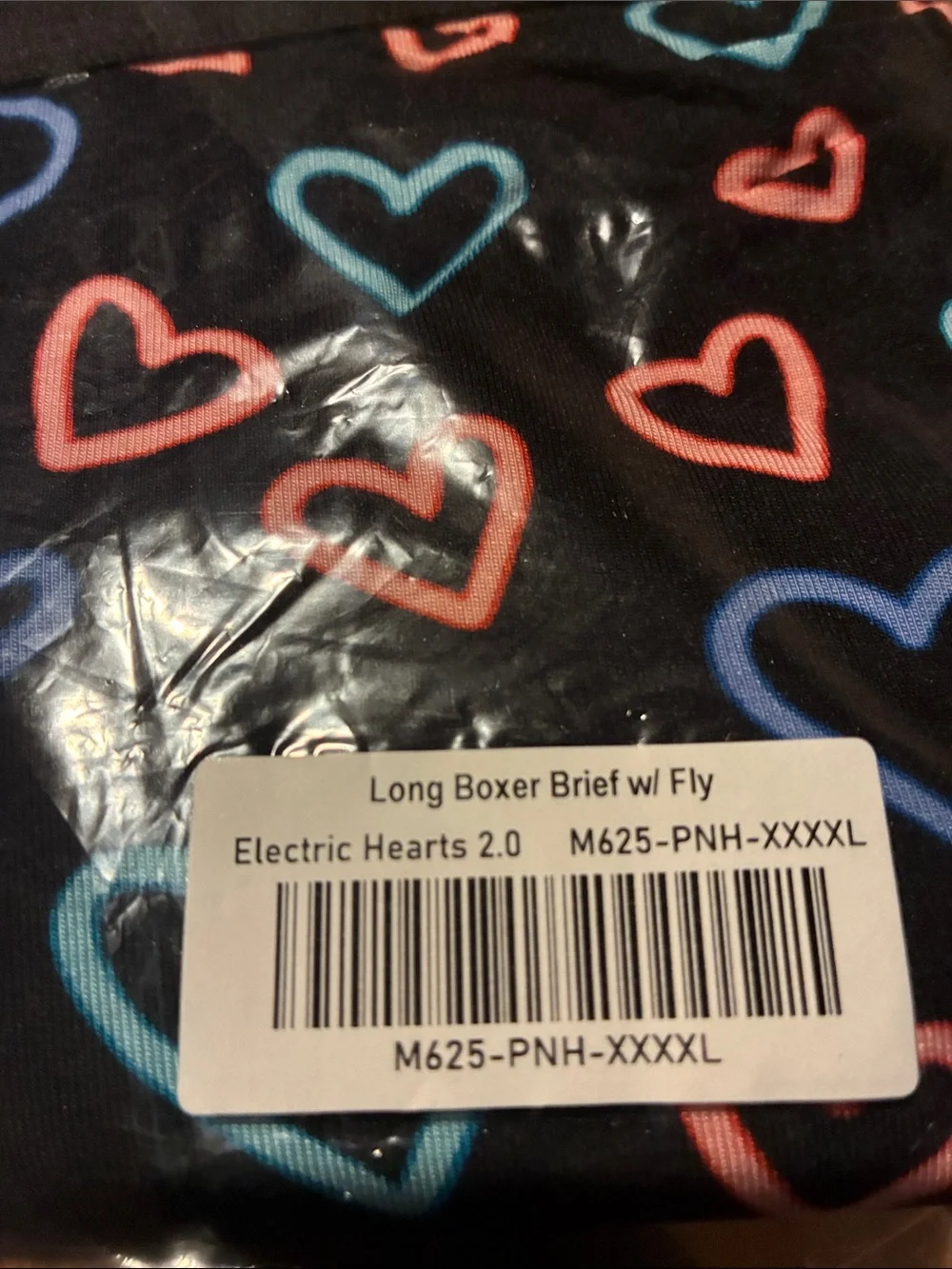 MeUndies Men’s XXXXL Electric Hearts 2.0 Long Boxer Brief w/ Fly - New in Bag